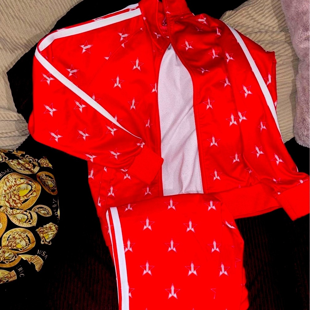 Jeffree Star red tracksuit